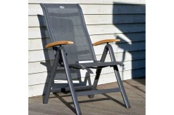 Alice/South Wales Garten-Essgruppe, xerix/natur, Alu/Teak/2x2 Textilen, 150/210x90 cm, 4 Klappstühle Garten-Essgruppen