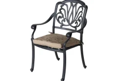 Outlet Amalfi Balkon-Set, bronze, Alu-Guss, Ø62cm, 2 Sessel inkl. Wendekissen Balkonmöbel-Set|Aluguss-Gartenmöbel