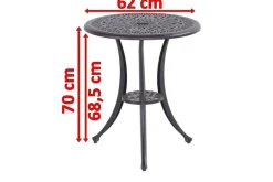 Amalfi Bistrotisch, bronze, Alu-Guss, Ø62cm Gartentische|Aluguss-Gartenmöbel