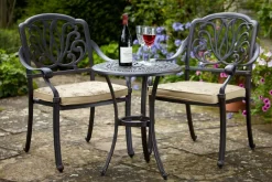 Amalfi Bistrotisch, bronze, Alu-Guss, Ø62cm Gartentische|Aluguss-Gartenmöbel