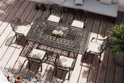 Amalfi Garten-Essgruppe, bronze, Alu-Guss, 6 Diningsessel, 214x112cm Aluguss-Gartenmöbel|Garten-Essgruppen