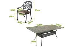 Best Amalfi Garten-Essgruppe, bronze, Alu-Guss, 8 Diningsessel Aluguss-Gartenmöbel|Garten-Essgruppen