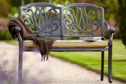 Online Amalfi 2-Sitzer Bank, bronze, Alu-Guss, inkl. Wendekissen Aluguss-Gartenmöbel|Gartenbänke & Gartensofas