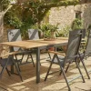 Clearance Aruba Garten-Essgruppe, xerix/natur, Alu/Teak, 6 Hochlehner, 150/210x90cm Garten-Essgruppen
