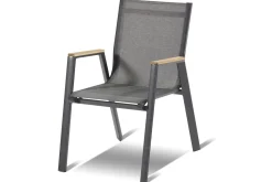 Outlet Aruba Garten-Essgruppe, xerix/natur, Alu/Teak, 6 Stapelsessel, 150/210x90cm Garten-Essgruppen