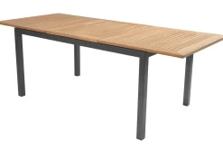 Outlet Aruba Garten-Essgruppe, xerix/natur, Alu/Teak, 6 Stapelsessel, 150/210x90cm Garten-Essgruppen