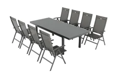 Discount Aruba Garten-Essgruppe, xerix, Alu/Textilene, Tisch 180/240x100cm, 8 Klappstühle Garten-Essgruppen