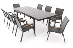 Discount Aruba Garten-Essgruppe, 8 Personen, ausziehbarer Tisch 180–240 cm, Aluminium/Teak FSC®-zertifiziert Garten-Essgruppen|Aluminium-Gartenmöbel