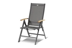 Sale Aruba/Provence Garten-Essgruppe, xerix/natur, Alu/Textilene/Teak, Ø150 cm, 5 Klappstühle, Eisbox Garten-Essgruppen|Aluminium-Gartenmöbel