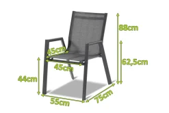 Discount Aruba Stapelsessel, xerix/anthrazit, Alu/Textilene, 75x55x88cm Gartenstühle & Gartensessel