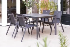 Discount Aruba Stapelsessel, xerix/anthrazit, Alu/Textilene, 75x55x88cm Gartenstühle & Gartensessel
