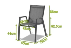 Discount Aruba Stapelsessel, xerix/anthrazit, Alu/Textilene, 75x55x88cm Gartenstühle & Gartensessel