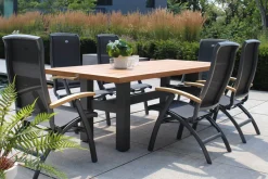 Hot Da Vinci Klappstuhl, xerix/anthrazit, Alu/Textilene, mit Teak-Armlehnen Gartenstühle & Gartensessel