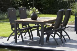 Hot Da Vinci Klappstuhl, xerix/anthrazit, Alu/Textilene, mit Teak-Armlehnen Gartenstühle & Gartensessel