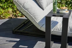 Sale Emma Loungeliege, schwarz/marmor, Alu/Sunbrella, 196x125x41 cm, Rückenlehne verstellbar Sunbrella-Gartenmöbel|Gartenliegen