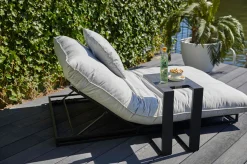 Sale Emma Loungeliege, schwarz/marmor, Alu/Sunbrella, 196x125x41 cm, Rückenlehne verstellbar Sunbrella-Gartenmöbel|Gartenliegen