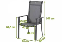 Hot 4er Set Alice Comfort Stapelsessel, xerix/anthrazit, Alu/Textilene, 68x65x107cm Aluminium-Gartenmöbel|Gartenstühle & Gartensessel