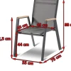 Sale 4er Set Aruba Stapelsessel, xerix/anthrazit, Alu/Textilene, mit Teak-Armlehnen Aluminium-Gartenmöbel|Gartenstühle & Gartensessel