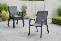 4er Set Aruba Stapelsessel, xerix/anthrazit, Alu/Textilene, 75x55x88cm Gartenstühle & Gartensessel