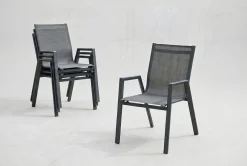 4er Set Aruba Stapelsessel, xerix/anthrazit, Alu/Textilene, 75x55x88cm Gartenstühle & Gartensessel