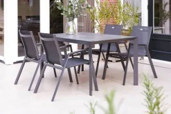 4er Set Aruba Stapelsessel, xerix/anthrazit, Alu/Textilene, 75x55x88cm Gartenstühle & Gartensessel