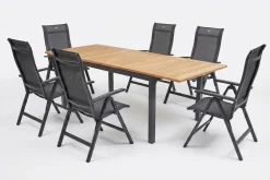 New Garten-Essgruppe, xerix-anthrazit, Alu/Teakholz, 210/150x90 cm, 6 Personen Garten-Essgruppen