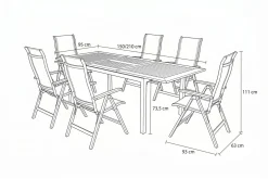 New Garten-Essgruppe, xerix-anthrazit, Alu/Teakholz, 210/150x90 cm, 6 Personen Garten-Essgruppen