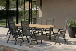 New Garten-Essgruppe, xerix-anthrazit, Alu/Teakholz, 210/150x90 cm, 6 Personen Garten-Essgruppen