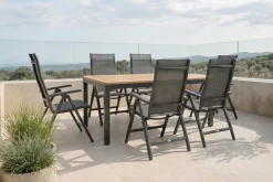 New Garten-Essgruppe, xerix-anthrazit, Alu/Teakholz, 210/150x90 cm, 6 Personen Garten-Essgruppen