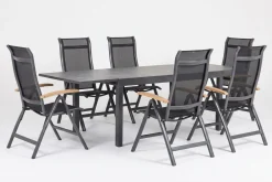Outlet Garten-Essgruppe, xerix-anthrazit, Alu/HPL, 4x4 Textilen, 260/160x90 cm, 6 Personen Garten-Essgruppen