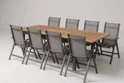 Sale Garten-Essgruppe, xerix-anthrazit, Alu/Teakholz, 210/150x90 cm, 8 Personen Garten-Essgruppen