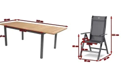 Sale Garten-Essgruppe, xerix-anthrazit, Alu/Teakholz, 210/150x90 cm, 8 Personen Garten-Essgruppen