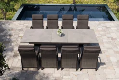 Sale Nova Garten-Essgruppe, anthrazit/grau, Alu/Polyrattan/Glaskeramik, 220/280 x 100 cm, ausziehbarer Tisch, verstellbare Sessel Polyrattan-Gartenmöbel|Garten-Essgruppen