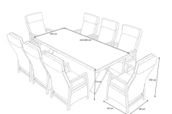 Sale Nova Garten-Essgruppe, anthrazit/grau, Alu/Polyrattan/Glaskeramik, 220/280 x 100 cm, ausziehbarer Tisch, verstellbare Sessel Polyrattan-Gartenmöbel|Garten-Essgruppen