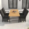 Online Nova Garten-Essgruppe mit 4 Sesseln, anthrazit/grau, Alu/Polyrattan/Teak, 150/210 x 90 cm, ausziehbarer Tisch, verstellbare Rückenlehne Garten-Essgruppen