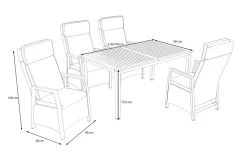 Online Nova Garten-Essgruppe mit 4 Sesseln, anthrazit/grau, Alu/Polyrattan/Teak, 150/210 x 90 cm, ausziehbarer Tisch, verstellbare Rückenlehne Garten-Essgruppen
