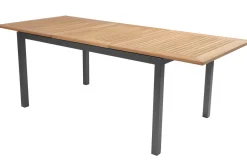 Best Nova Garten-Essgruppe mit 6 Sesseln, anthrazit/grau/natur, Alu/Polyrattan/Teak, Tisch 150/210 x 90 cm, verstellbare Rückenlehne Garten-Essgruppen