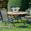 Outlet Provence / Raffaelo Garten-Essgruppe, xerix/anthrazit, Alu/Teakholz, ⌀150cm, 5 Klappstühle, inkl. Eiskühler Garten-Essgruppen