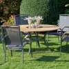 Clearance Provence / Raffaelo Garten-Essgruppe, xerix/anthrazit, Alu/Teakholz, 5 Stapelsessel, Ø150cm, inkl. Eiskühler Garten-Essgruppen