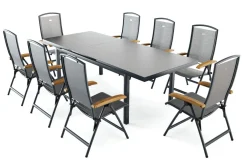Outlet Raffaelo Garten-Essgruppe, xerix, Alu/Textilene, Tisch 180/240x100cm, 8 Klappstühle Garten-Essgruppen