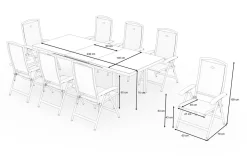 Outlet Raffaelo Garten-Essgruppe, xerix, Alu/Textilene, Tisch 180/240x100cm, 8 Klappstühle Garten-Essgruppen