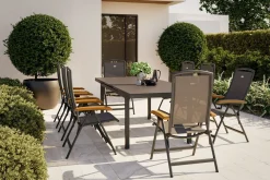 Outlet Raffaelo Garten-Essgruppe, xerix, Alu/Textilene, Tisch 180/240x100cm, 8 Klappstühle Garten-Essgruppen
