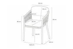 Discount Shades of Colour Altea Diningsessel, cappuccino/beige, Polyester/Rope-Geflecht, 58 x 62 x 81 cm, inkl. Kissen und ergonomischer Rückenlehne Gartenstühle & Gartensessel|Rope-Gartenmöbel