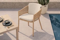 Discount Shades of Colour Altea Diningsessel, cappuccino/beige, Polyester/Rope-Geflecht, 58 x 62 x 81 cm, inkl. Kissen und ergonomischer Rückenlehne Gartenstühle & Gartensessel|Rope-Gartenmöbel