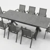 Outlet Sondermodell Xanadu / Aruba Garten-Essgruppe, xerix/anthrazit, Alu/Glaskeramik, 8 Stapelsessel, 220/280x100cm Garten-Essgruppen|Aluminium-Gartenmöbel