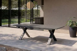 Outlet Sondermodell Xanadu / Aruba Garten-Essgruppe, xerix/anthrazit, Alu/Glaskeramik, 8 Stapelsessel, 220/280x100cm Garten-Essgruppen|Aluminium-Gartenmöbel