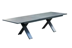 Sondermodell Xanadu / Aruba Set, xerix/anthrazit, Alu/Glaskeramik, 6 Stapelsessel, 220/280x100cm Garten-Essgruppen