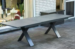 Hot Sondermodell Xanadu / Aruba Garten-Essgruppe, xerix/anthrazit, Alu/Glaskeramik, 10 Stapelsessel, 220/280x100cm Garten-Essgruppen