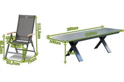Sale Sondermodell Xanadu / Aruba Garten-Essgruppe, xerix/anthrazit, Alu/Glaskeramik, 10 Klappstühle, 220/280x100cm Garten-Essgruppen