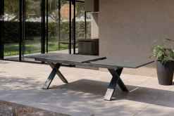 Outlet Sondermodell Xanadu / Alice Comfort Set, xerix/anthrazit, Alu/Glaskeramik, 8 Stapelsessel, 220/280x100cm Garten-Essgruppen|Aluminium-Gartenmöbel